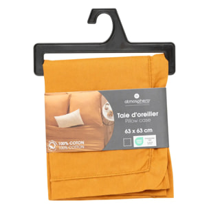 Taie d'oreiller "Carina" coton 63x63cm jaune cumin