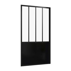 Pare Baignoire Pivotant 140x80cm Type Industriel - Profilé Noir Mat - Verre Trempé - GLASSY SCREEN