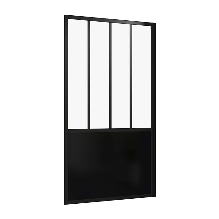 Pare Baignoire Pivotant 140x80cm Type Industriel - Profilé Noir Mat - Verre Trempé - GLASSY SCREEN