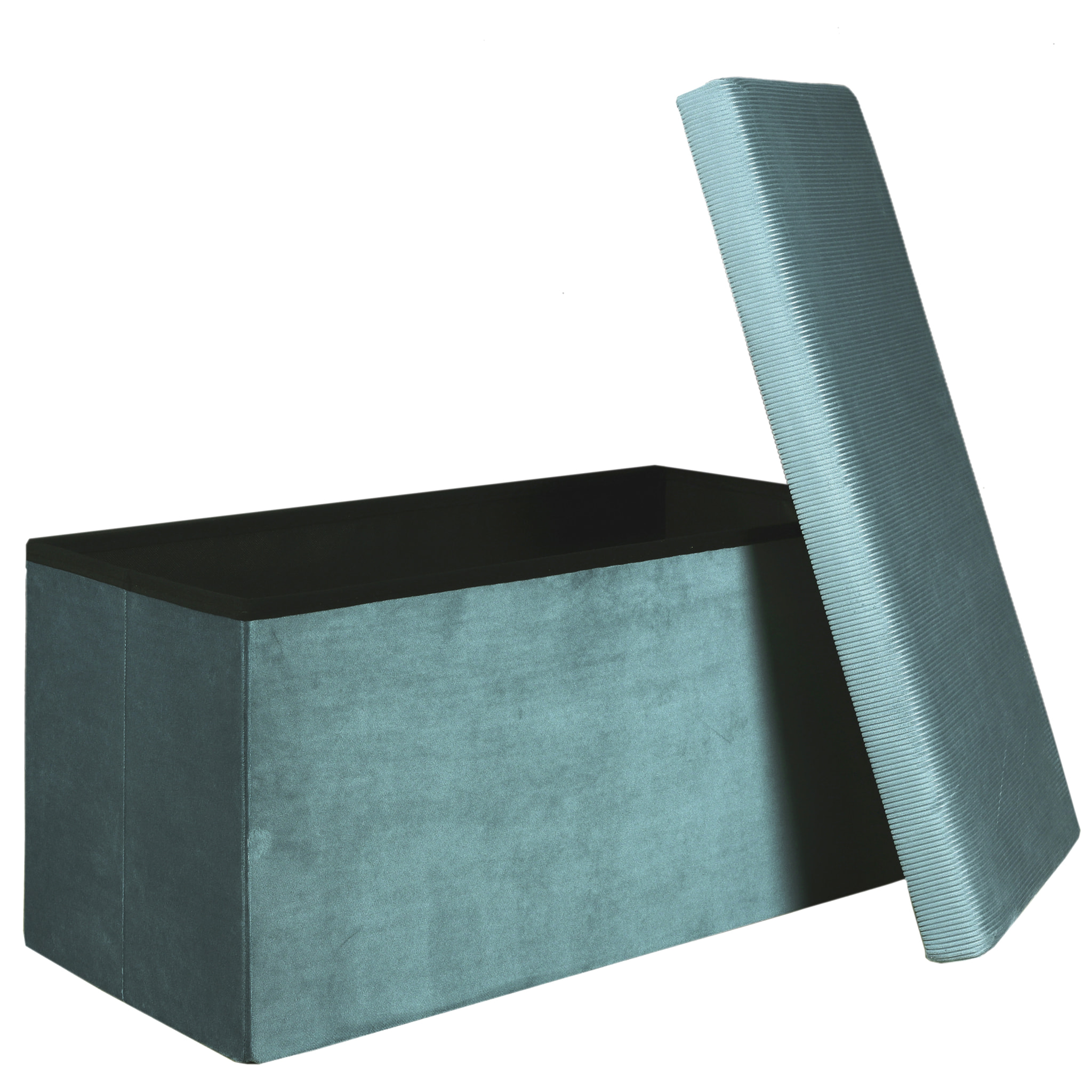 Coffre Banc Pliable Velours Cotele Giulia Bleu