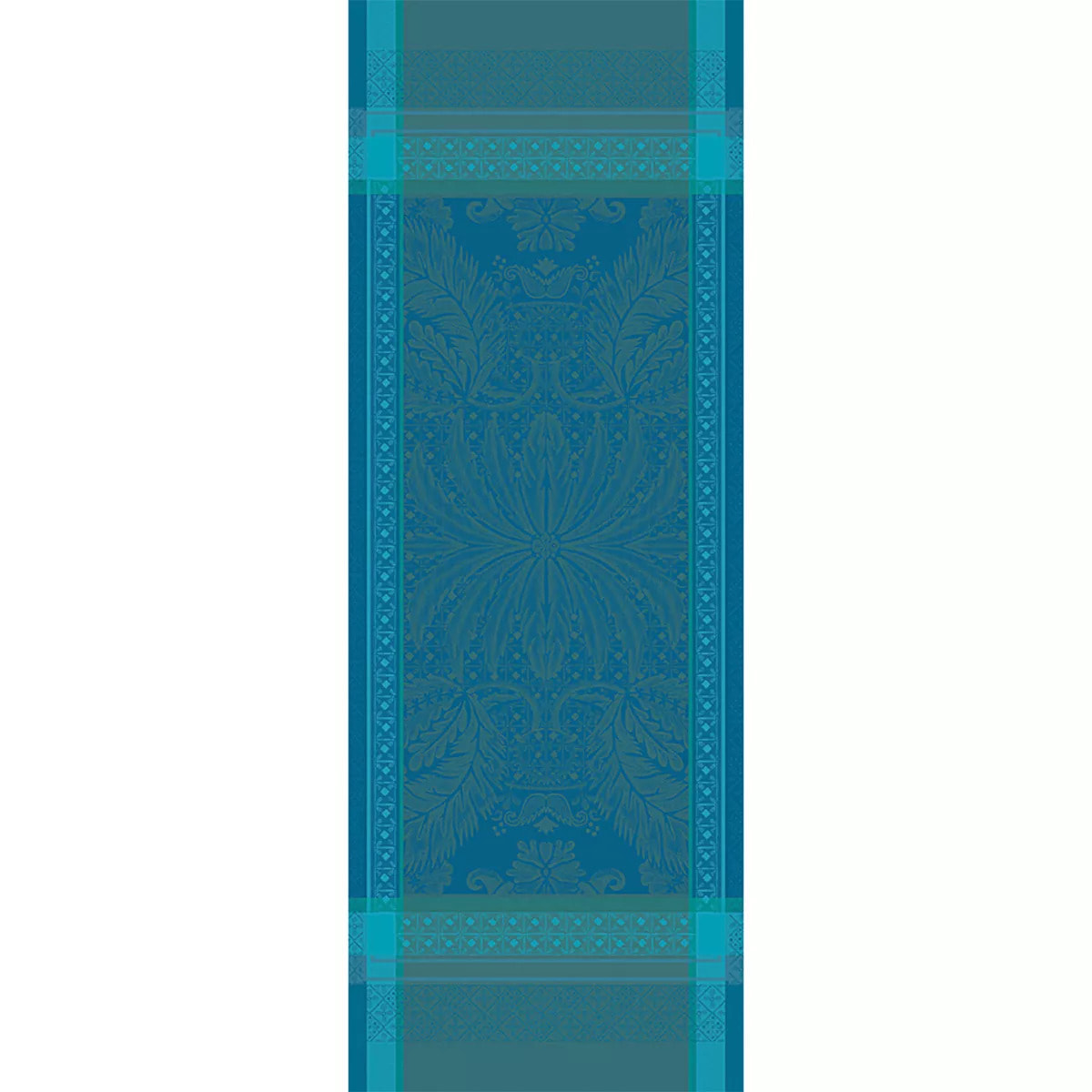Chemin de table pur coton anti tache motif jacquard Isaphire emeraude