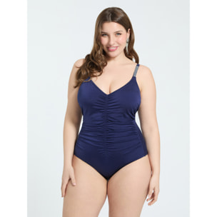 Fiorella Rubino - Costume intero con drappeggio e dettaglio luminoso - Blu