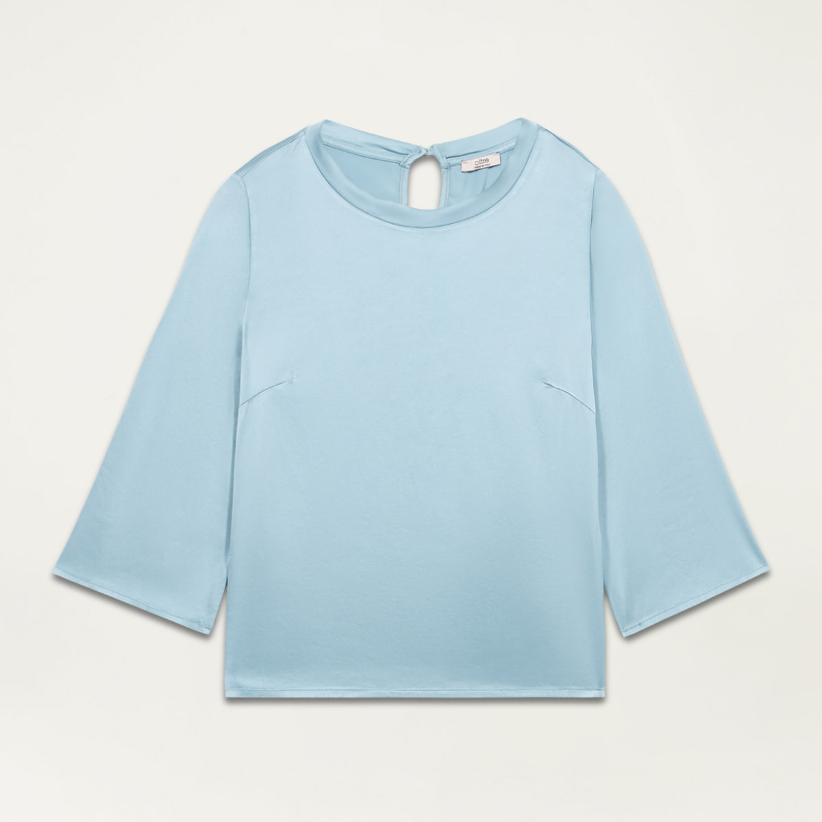 Oltre - Blusa maniche a tre quarti in raso - Azzurro