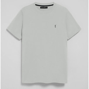 Camiseta gris claro con cuello redondo y bordado Rigby Go