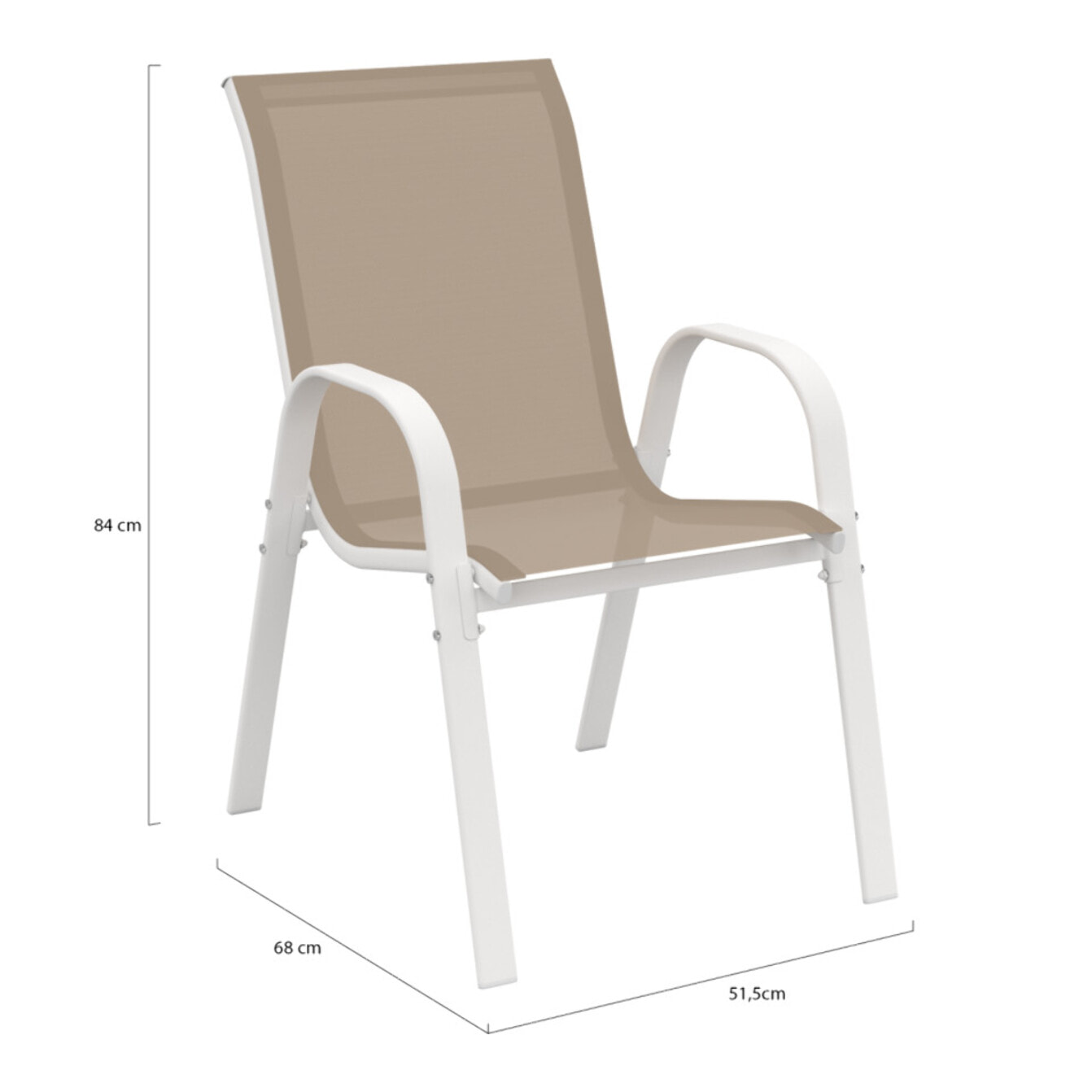 Chaises de jardin empilables textilène blanc beige - lot de 6