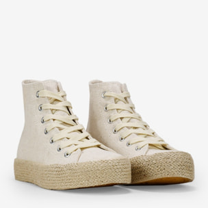 Zapatillas de tela altas beige con suela esparto