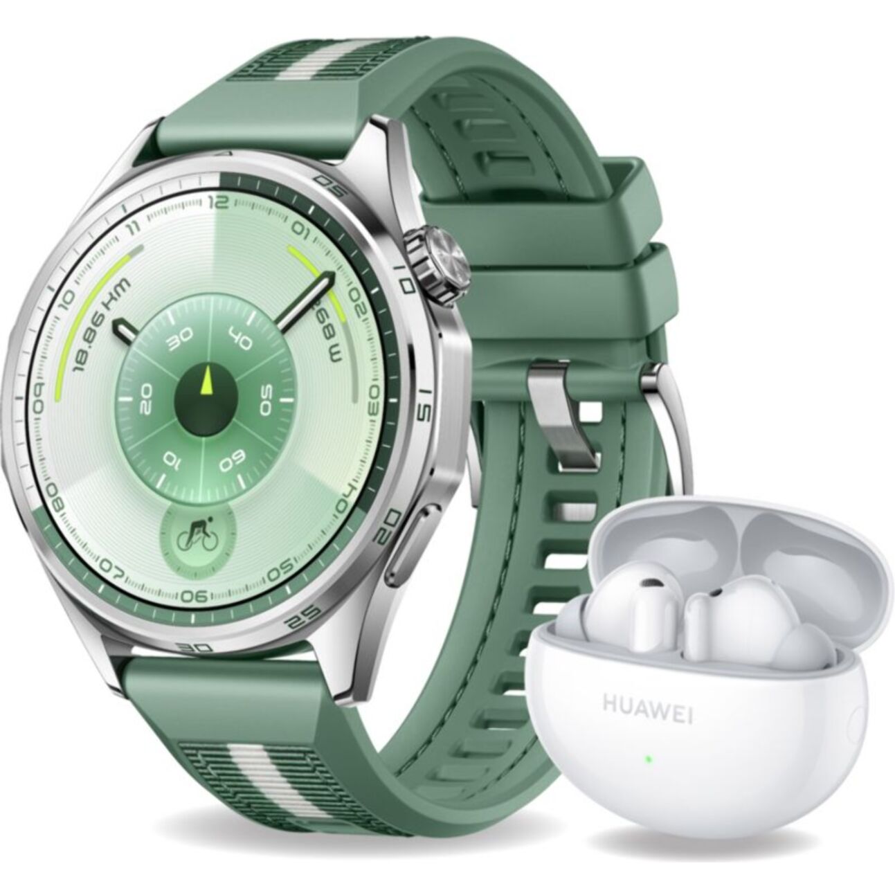 Montre connectée HUAWEI Pack Watch GT6 46mm Vert+FreeBuds6I Blanc