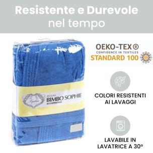 INTRECCI Accappatoio Bambino e Bambina, Accappatoio Spugna di Cotone, Assorbente, Morbido, per Pelli Sensibili, Certificato Oeko-Tex.