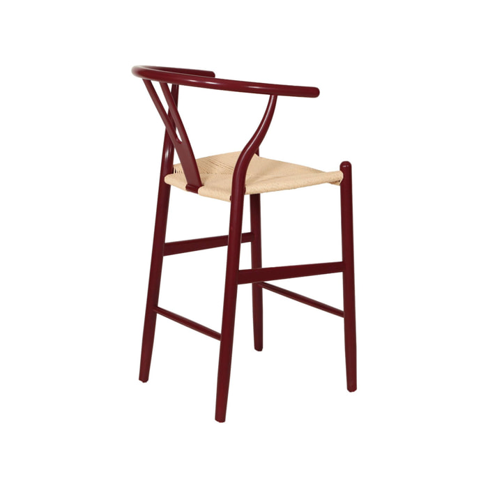 Tabouret de bar vintage bois de hêtre et cordes (lot de 2) CECILE