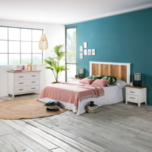 Cómoda de 3 cajones resistente y funcional en blanco y oak 100x80 cm Eira Blanco - Oak