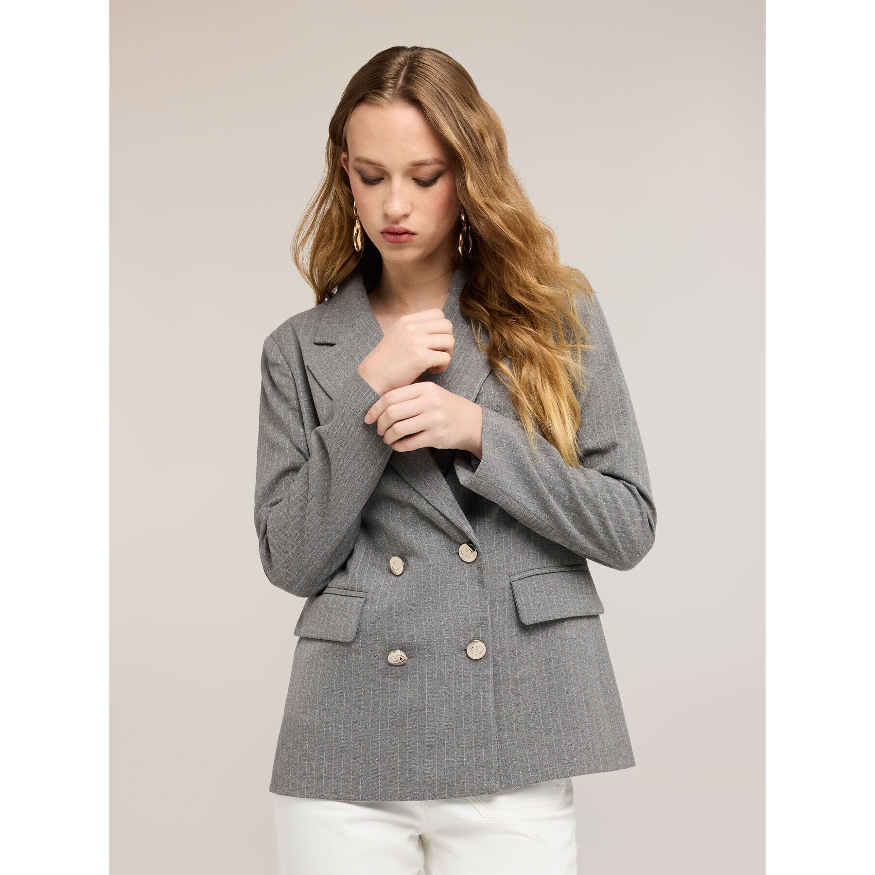 Motivi - Giacca doppiopetto gessata - Grigio