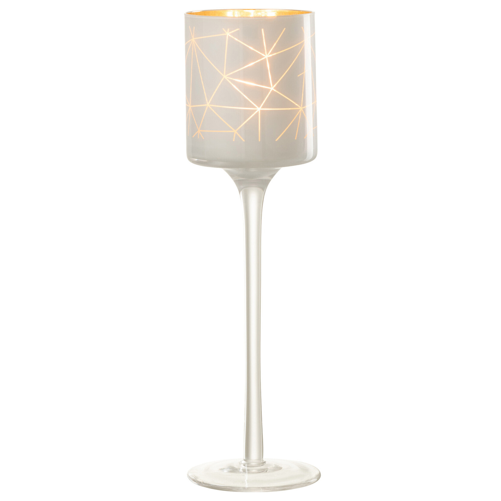J-Line photophore Sur Pied Milano - verre - blanc/or - small