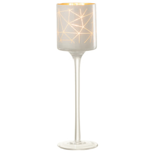 J-Line photophore Sur Pied Milano - verre - blanc/or - small
