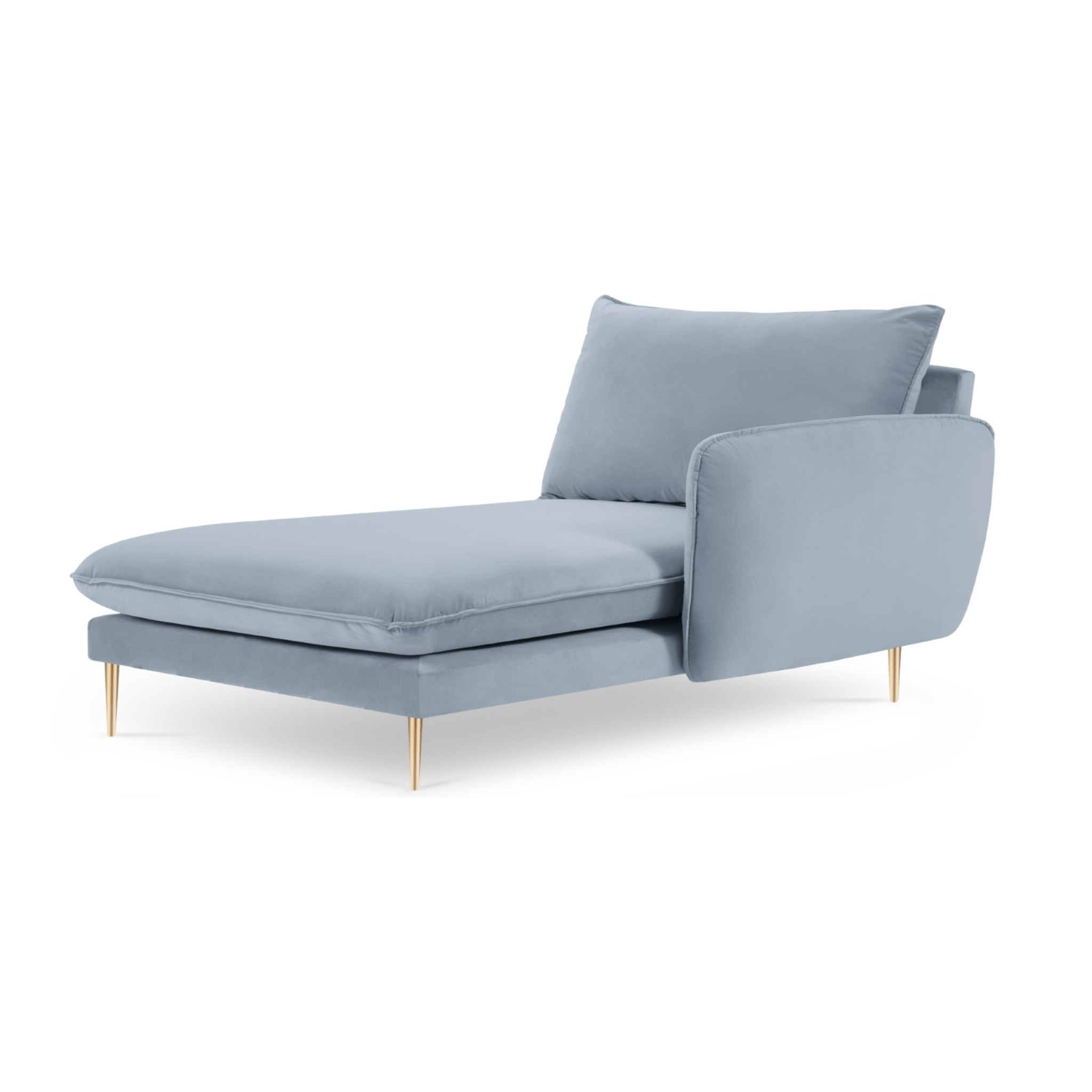 Méridienne droite "Vienna" en velours bleu clair