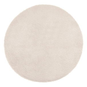 Tapis "Couka" effet fourrure blanc ivoire D80cm