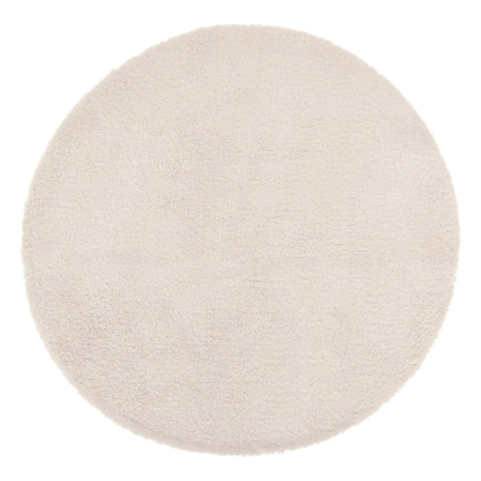Tapis "Couka" effet fourrure blanc ivoire D80cm