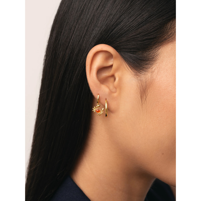 Pendiente Suelto Aro Cangrejo Baño Oro