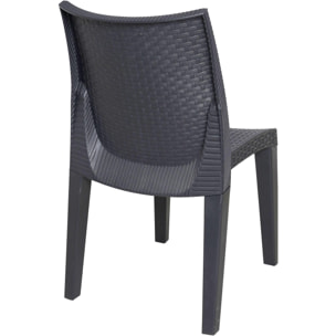 Sedia da esterno Trieste, Seduta da giardino, Sedia per tavolo da pranzo, Poltrona outdoor effetto rattan, 100 % Made in Italy, Cm 48x55h86, Antracite