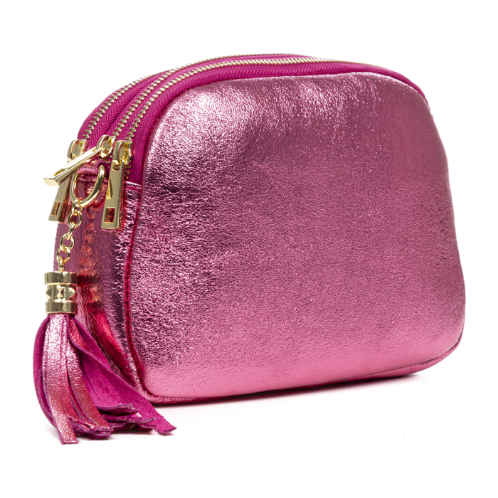 Aliminusa bolso bandolera Mujer. Piel auténtica Gamuza Lacada.