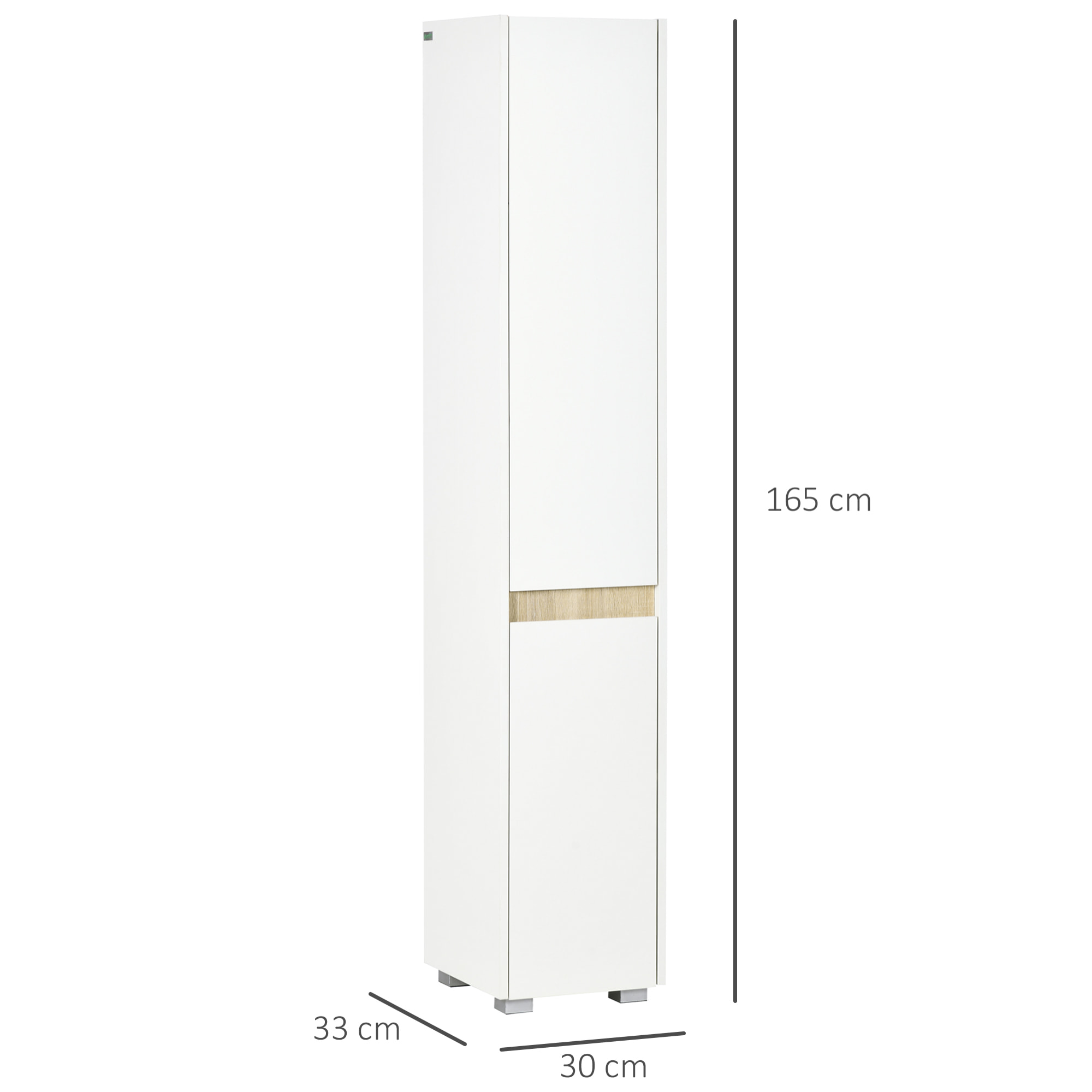 Armario Alto de Baño de 5 Niveles con Estantes Ajustables 30x33x165 cm Blanco