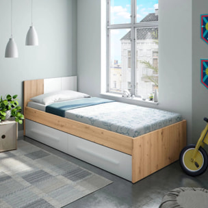 Cama Noa Blanco Artik (Blanco Mate) - Roble Nodi