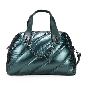 Bolso bowling verde con cosido acolchado