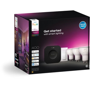 Pack PHILIPS HUE 3/GU10 White&Color Ambiance+PontV2+TLC