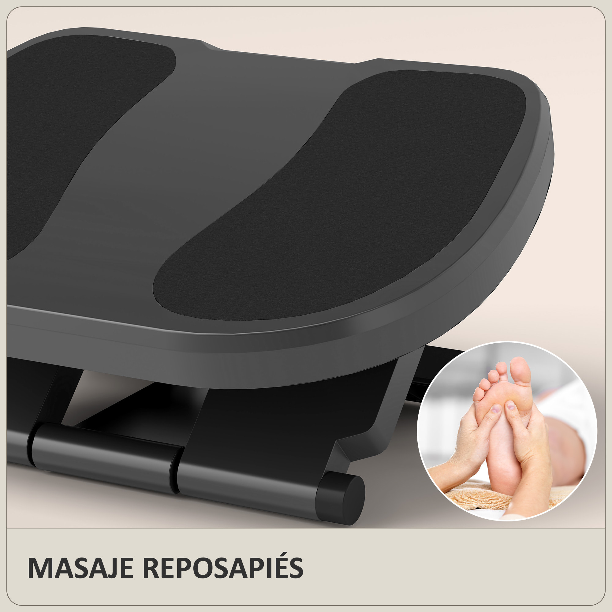 Reposapiés de Oficina Reposapiés con Altura y Ángulo Ajustable Reposa Pies con Superficie de Masaje y Almohadillas Antideslizantes para Estudio Hogar Gris