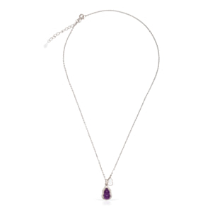 Collar de plata de ley 925 con colgante de amatista y circón con cierre de resorte.