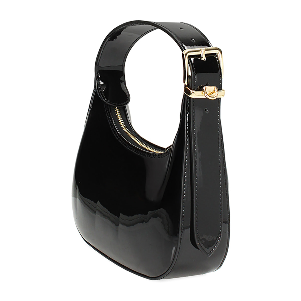 Mini bag donna nera in vernice