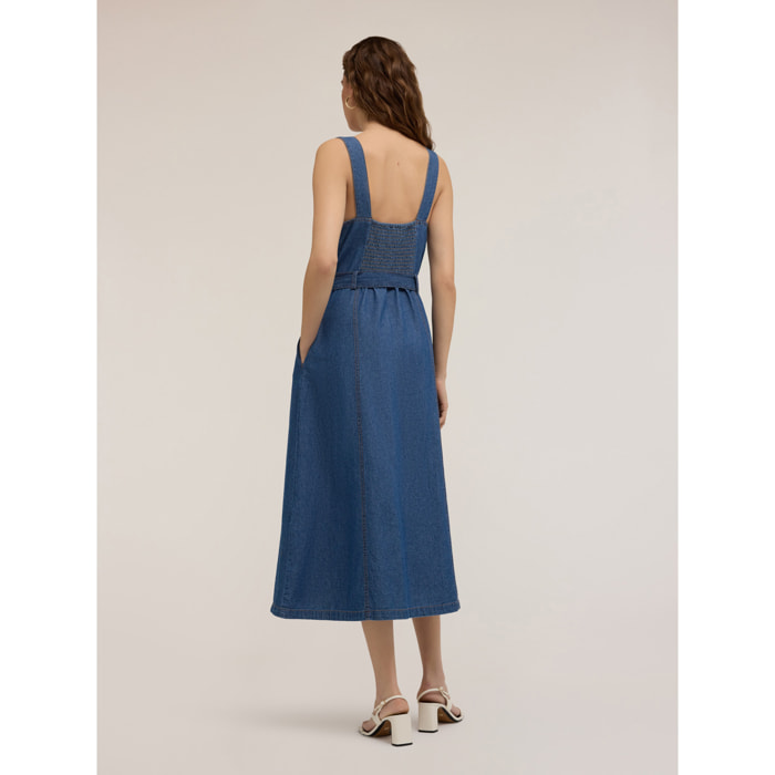 Motivi - Vestito con bottoni in denim misto lyocell - Blu