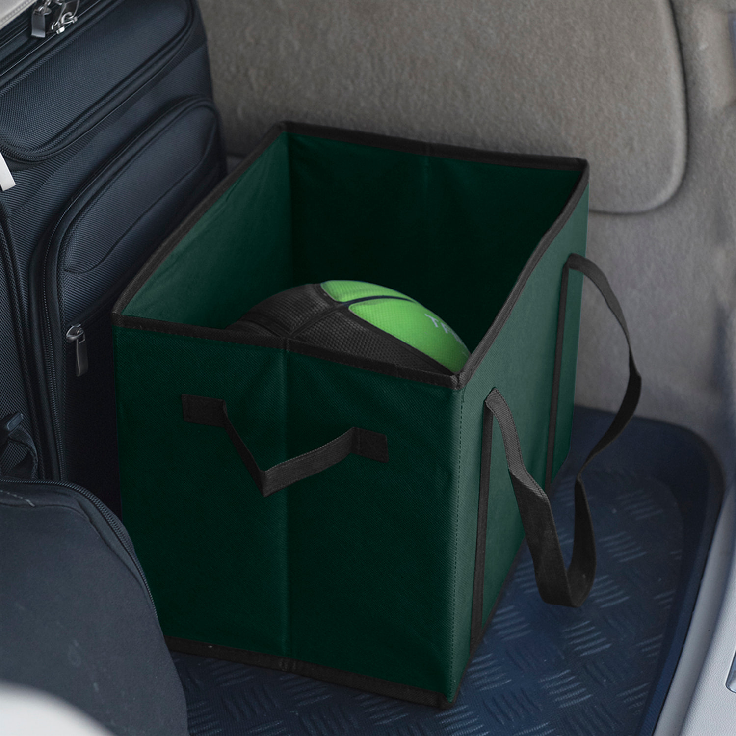 Organizer pieghevole Nardelly per bagagliaio in non-woven resistente, con maniglie, tasca frontale e base rigida.