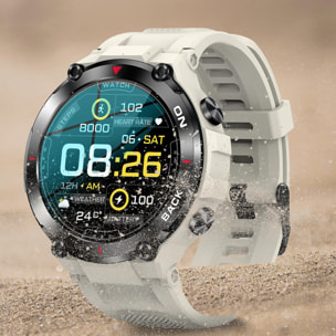 Smartwatch K37 con batteria da 480mAh a lunga durata. Monitoraggio cardiaco e O2. Notifiche dell'app.