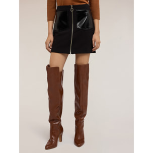 Motivi - Minigonna con tasche in vernice - Nero