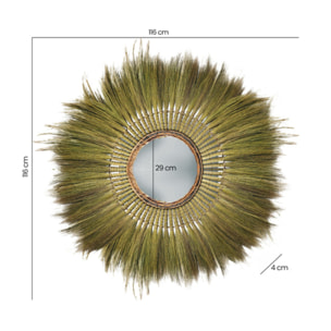 Miroir mural rond 116 cm en herbe de pampa - PLUME