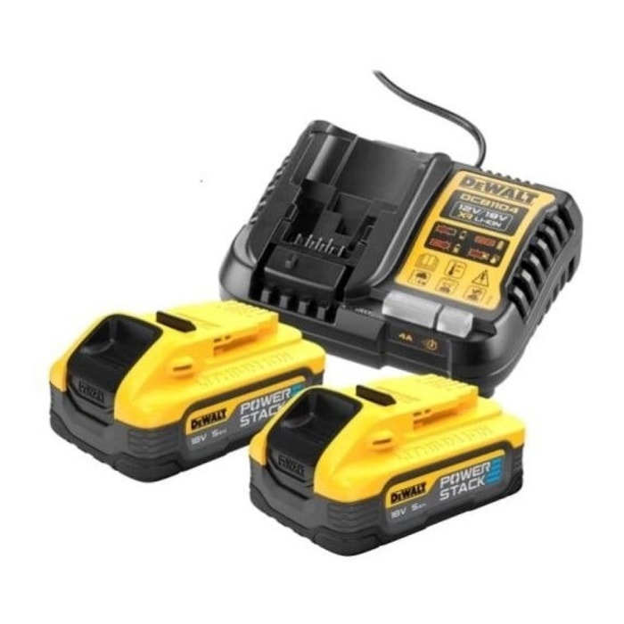 Pack 2 Batteries Powerstack XR 18V DEWALT 5Ah Li-Ion + Chargeur - DCB1104H2-QW