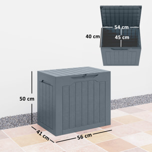 Coffre de jardin 93L dim. 56 x 41 x 50 cm effet rotin et bois gris