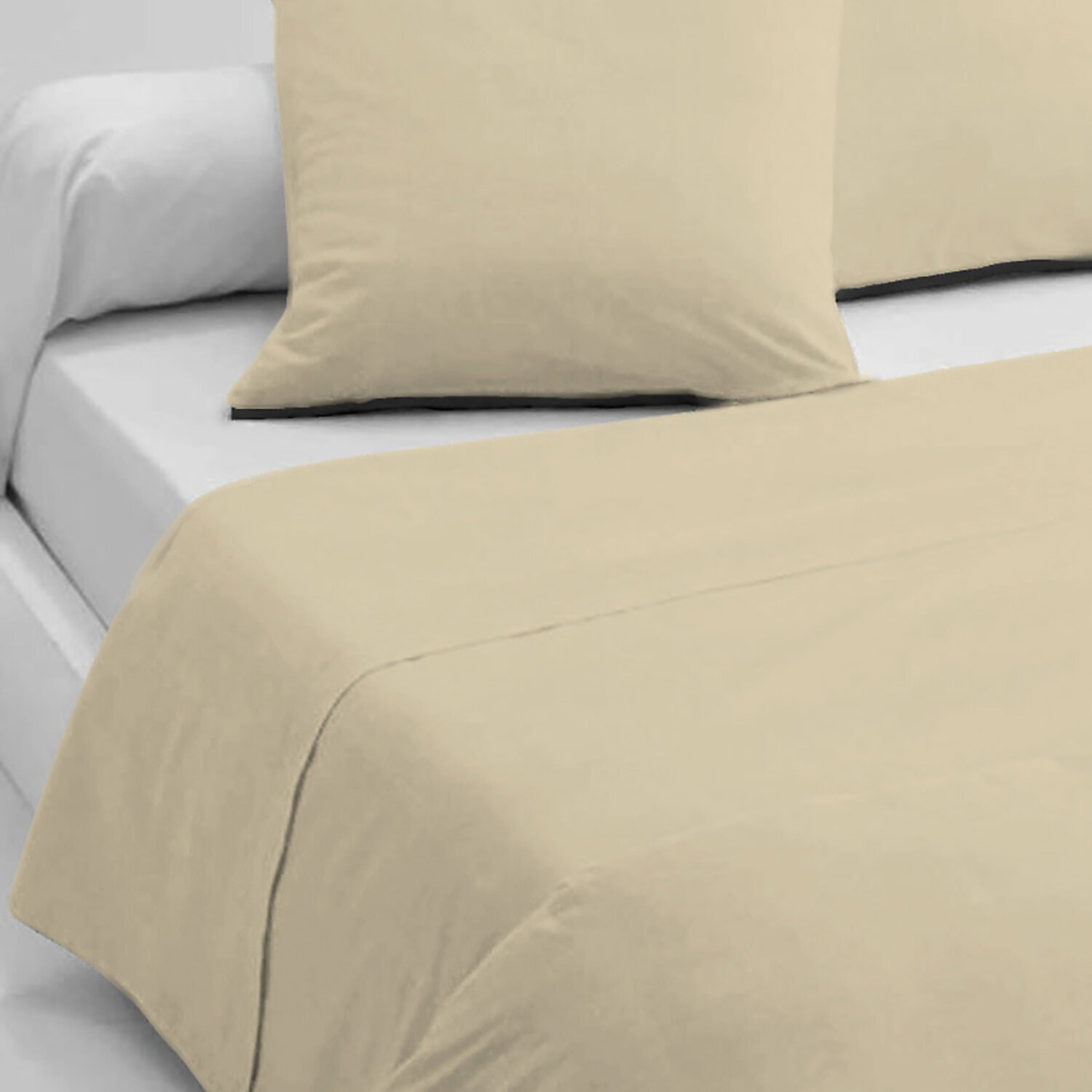 Drap plat 100% coton 57fils uni - gris clair