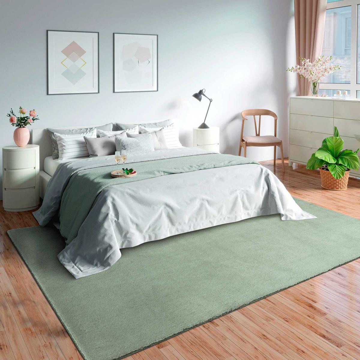 Tapis salon MITA, soft et soyeux, tapis uni à l'aspect Shaggy