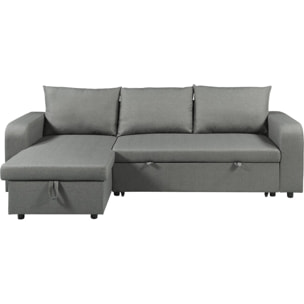 Canapé d'angle réversible/convertible en tissu "Victor" - 3 places - Gris
