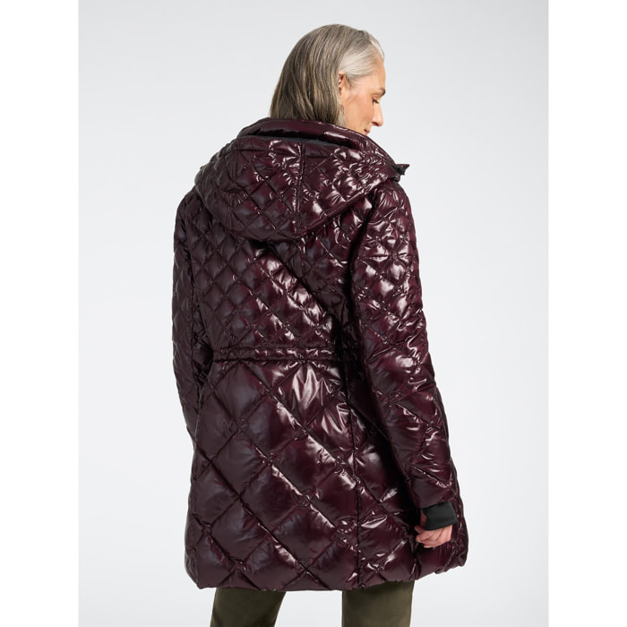 Elena Mirò - Piumino lungo in nylon trapuntato - Bordeaux
