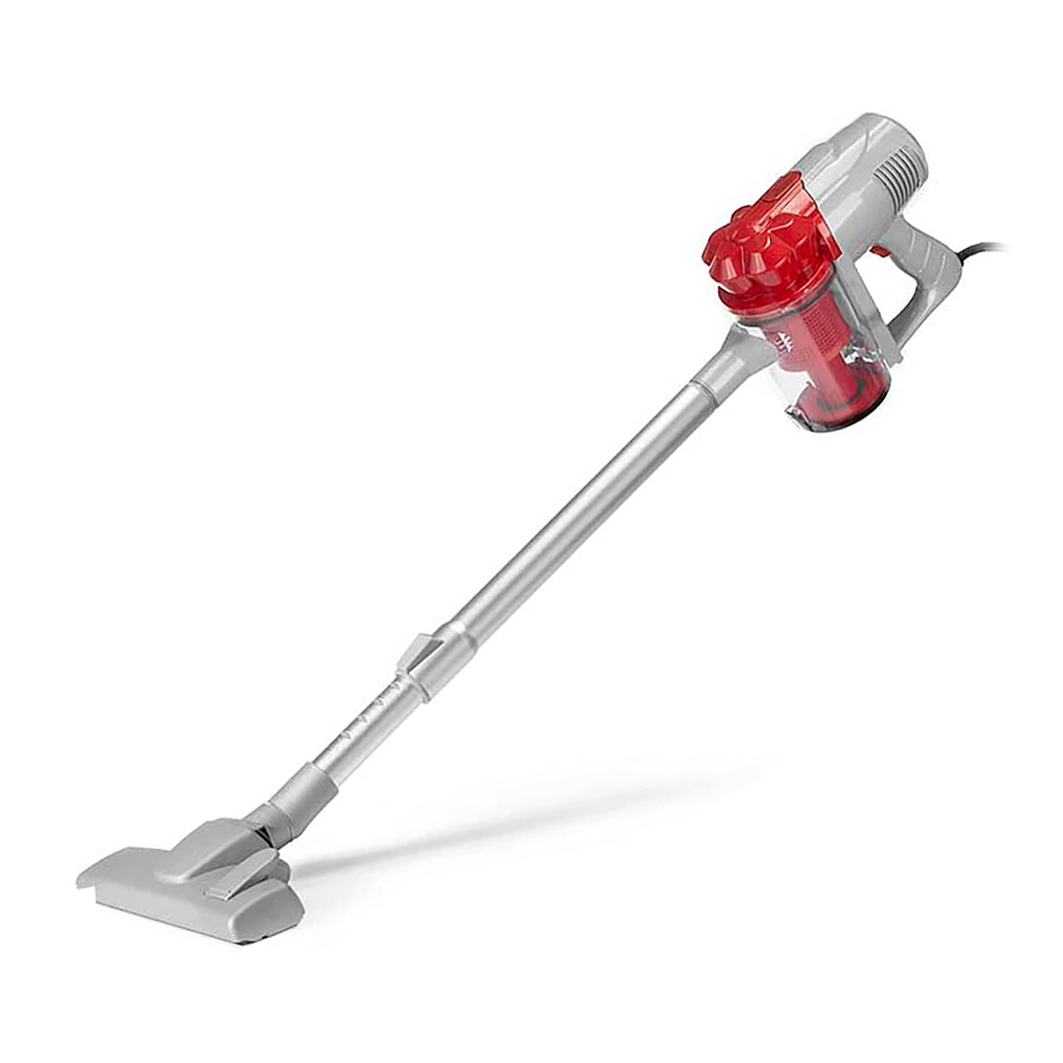 Aspirador de mano rojo con 600W de potencia y 800 ml de capacidad.