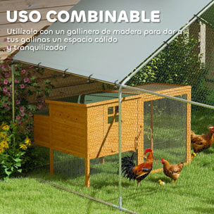 Gallinero para Exterior Gallinero de Acero Galvanizado con Cubierta Anti-UV e Impermeable Jaula para 5-8 Gallinas Plata