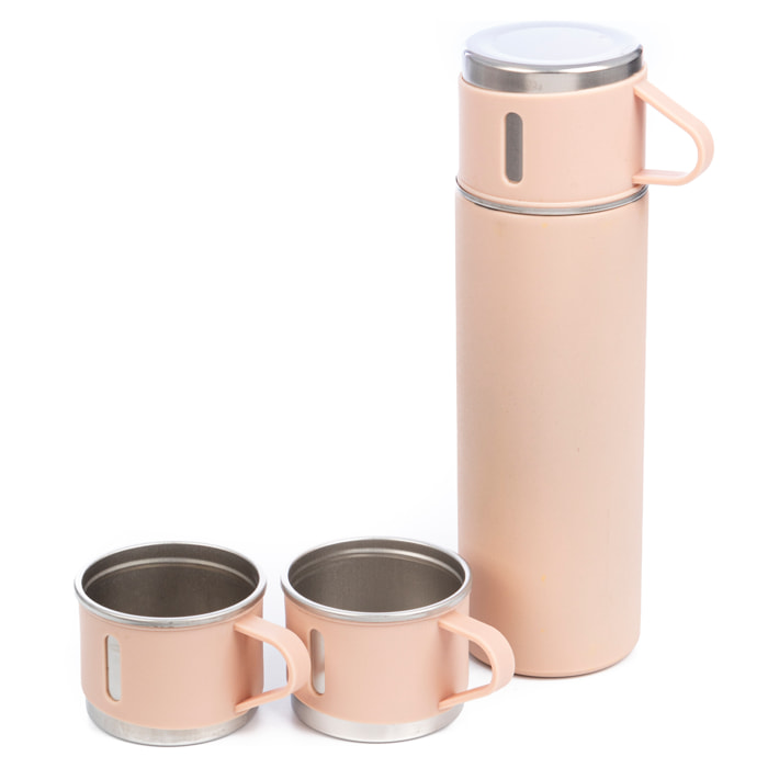 Juego de termo de 500ml y 3 tazas aislantes. Matenimiento de frio y calor de 6 a 12 horas.