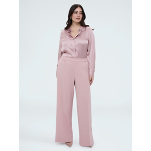 Fiorella Rubino - Camicia in raso con bottoni gioiello - Rosa