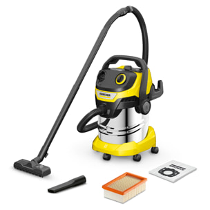 Aspirateur eau et poussière Karcher WD 5 S V-25/5/22 - Puissance 1100W- Cuve inox 25L- Flexible 5m- Nettoyage du filtre