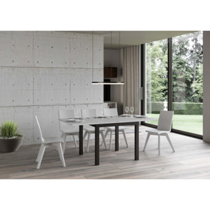 Mesa tipo libro 90x90/180 cm Everyday Libra Fresno Blanco estructura Antracita