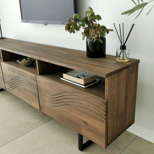 Mobile porta TV Dpigin, Credenza da soggiorno, Armadio basso per TV, Base parete attrezzata, 170x30h40 cm, Noce