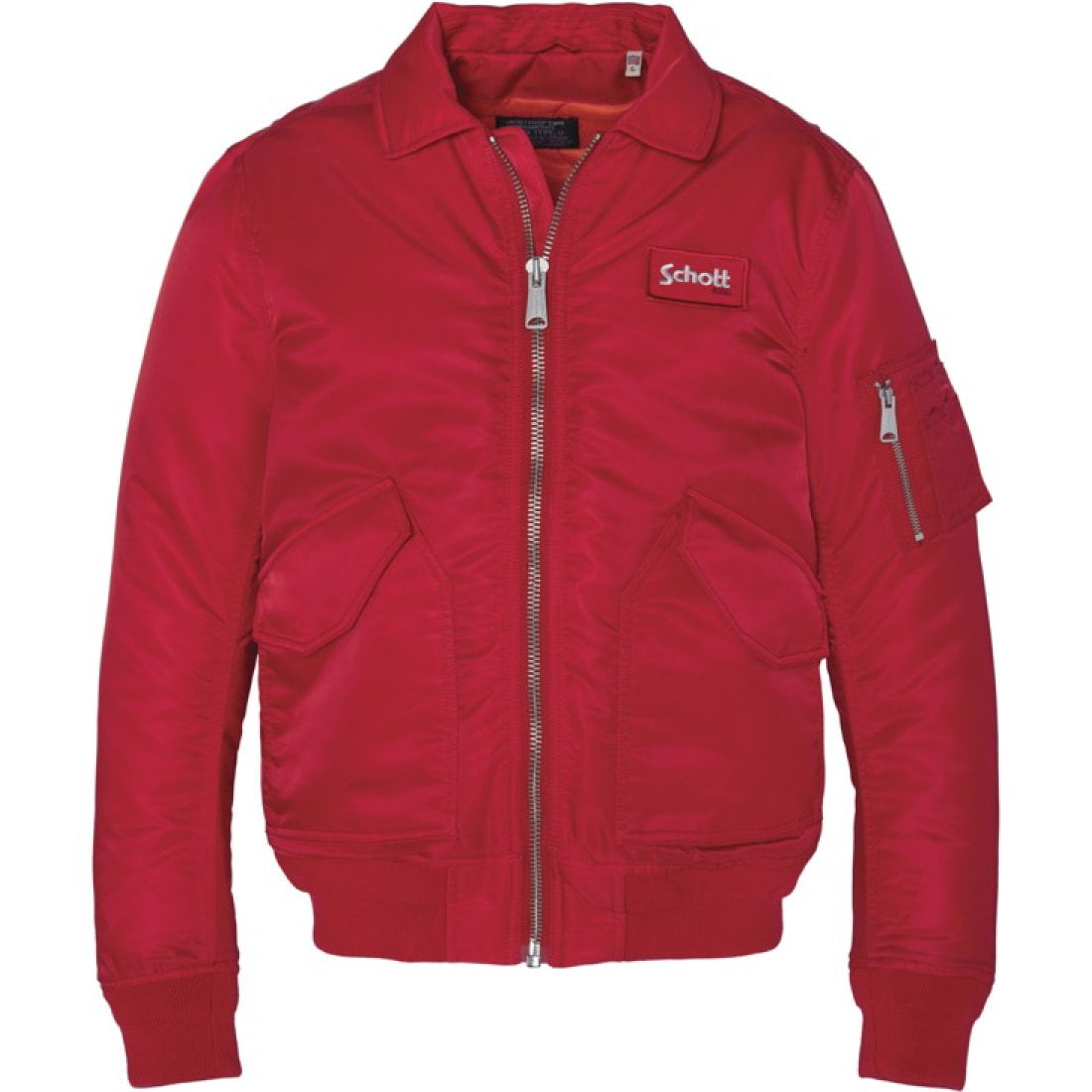 210-100RS CWU JACKET WITH DETACHABLE SCHOTT BADGE 100% RECYCLED NYLON Rosso