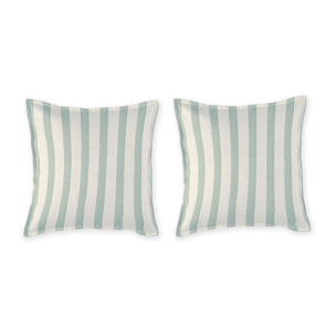 2 taies d'oreiller en 100% percale de coton organic BENGALE vert clair